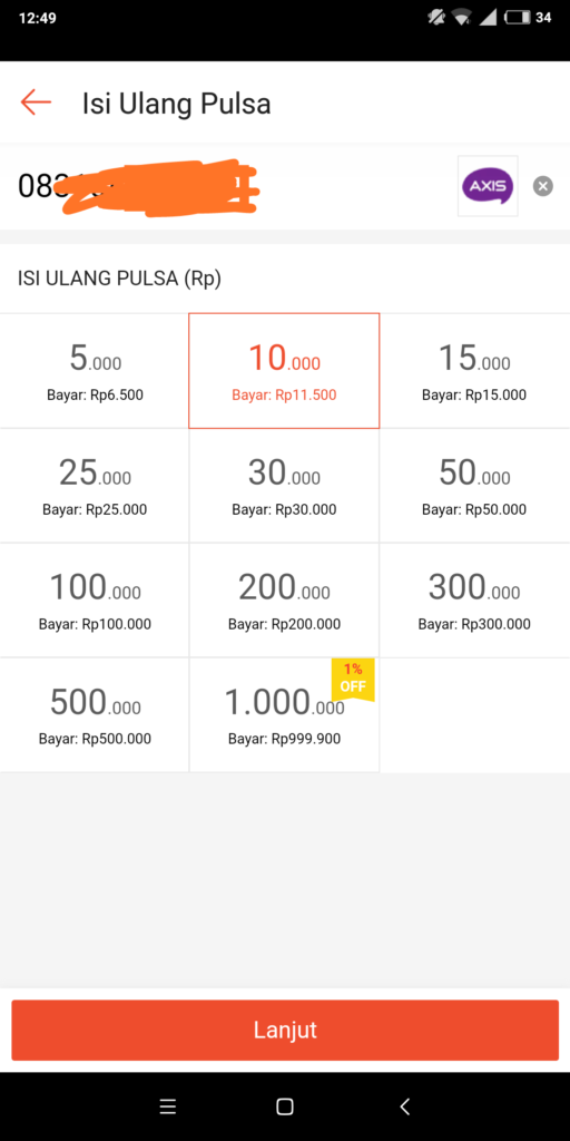 cara membeli pulsa di shopee