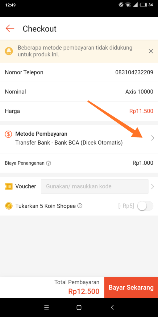 cara membeli pulsa di shopee