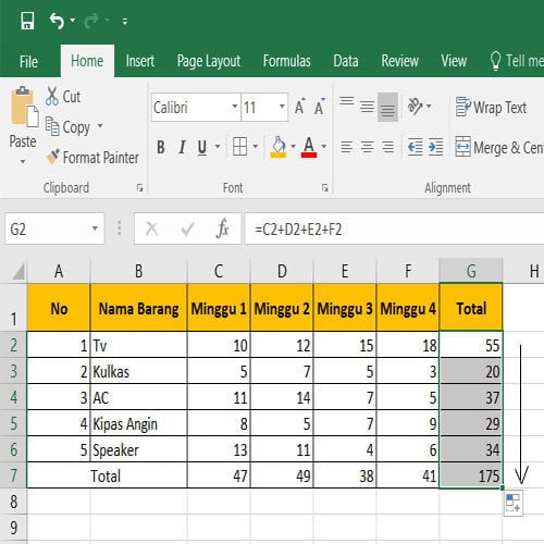 Cara menjumlahkan di Microsoft Excel