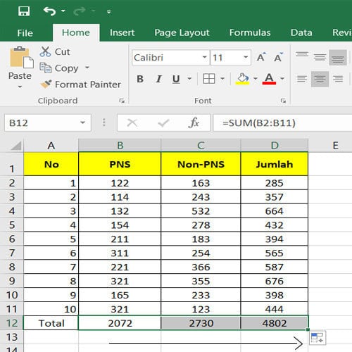 Cara menjumlahkan di Microsoft Excel