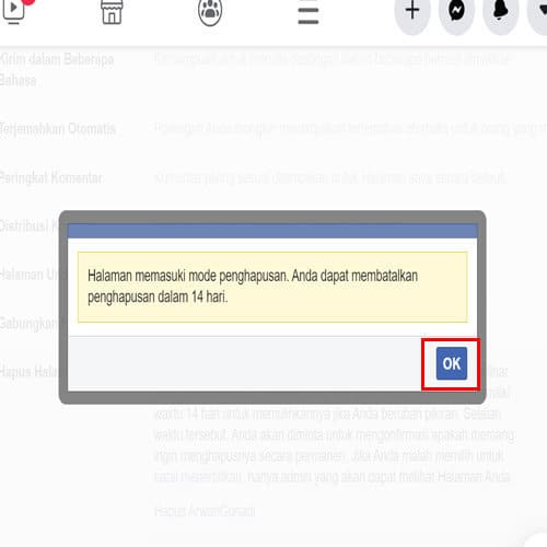 cara menghapus halaman facebook di laptop