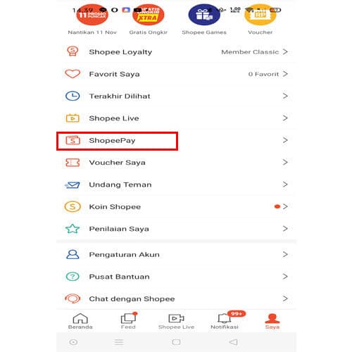 Cara top up ShopeePay