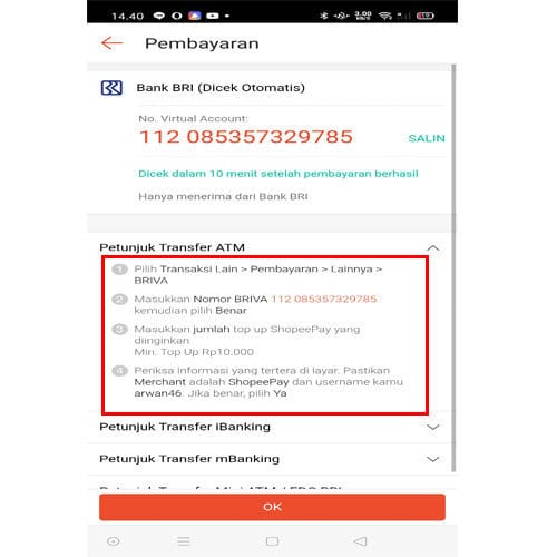 Cara top up ShopeePay