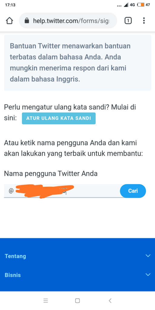 lupa sandi twitter