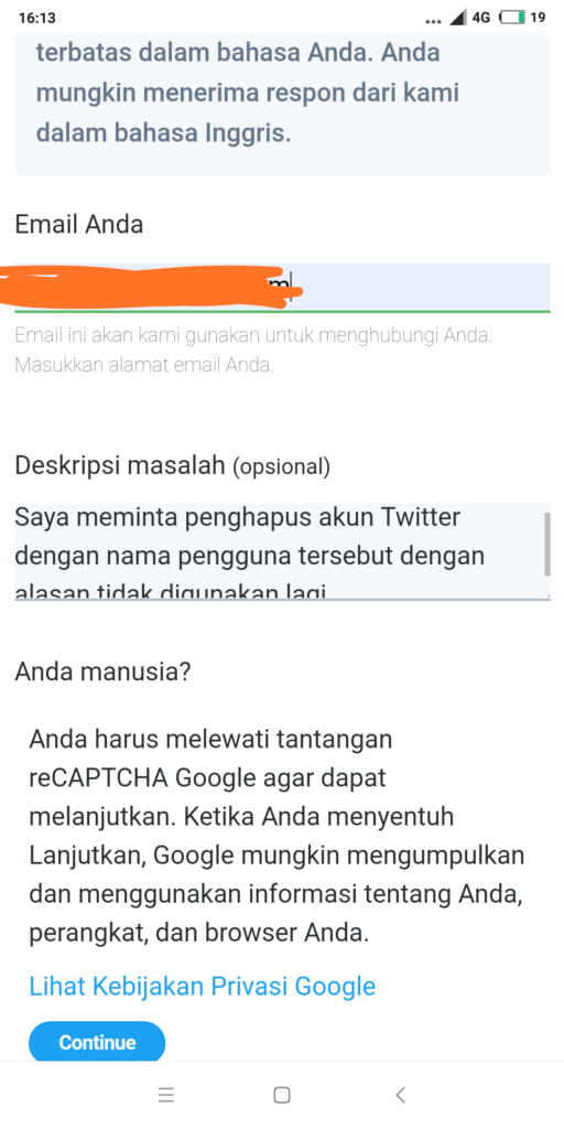 cara menghapus akun twitter yang lupa password 