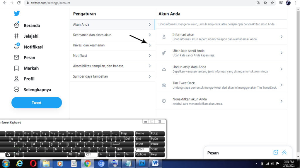 cara memprivate akun twitter