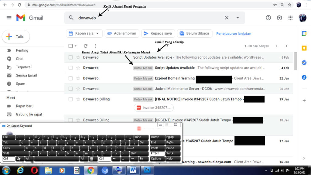 cara melihat email yang diarsipkan di gmail