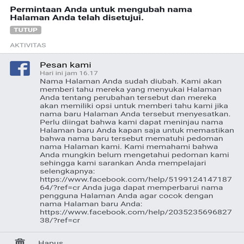 cara mengubah nama halaman facebook