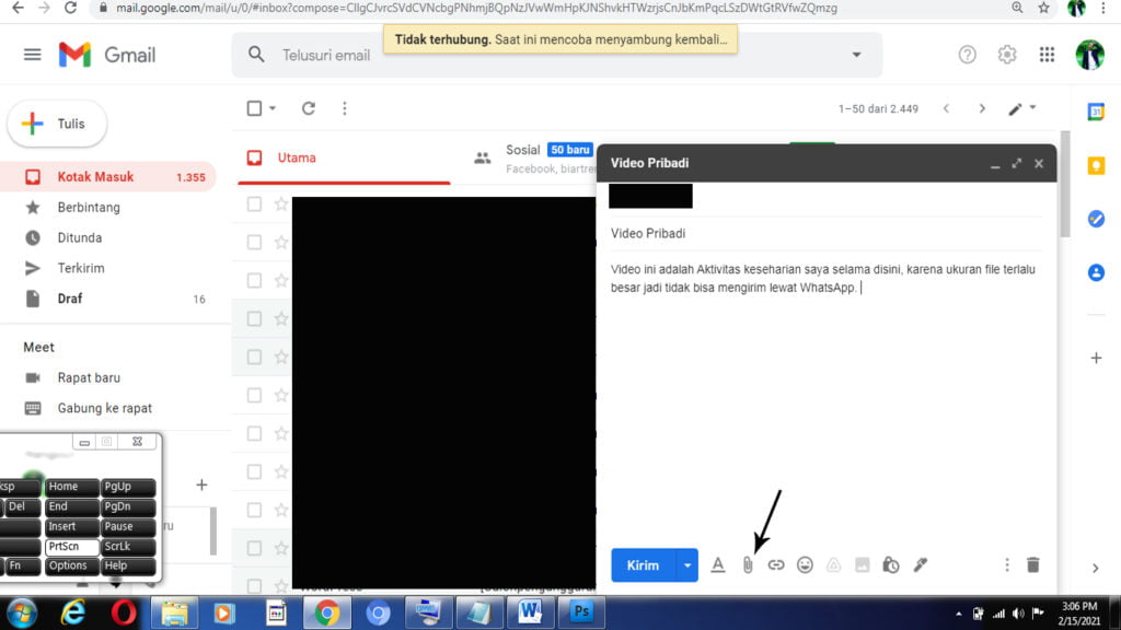 cara mengirim video lewat email di laptop