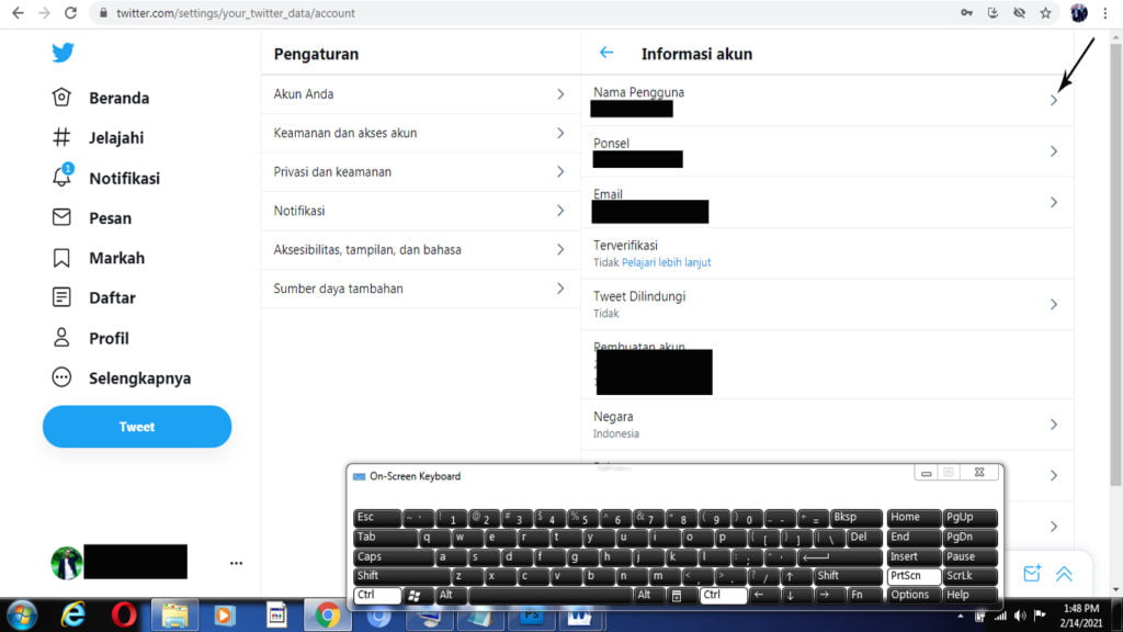 cara mengganti id twitter lewat laptop