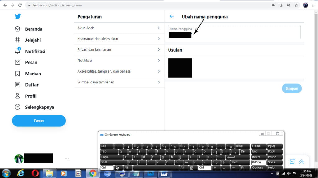 cara mengganti id twitter lewat laptop