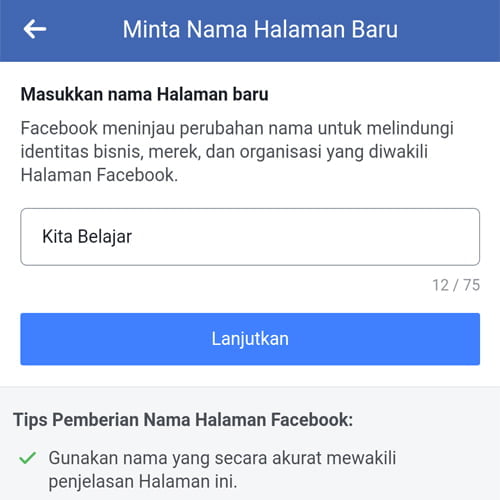 cara mengubah nama halaman facebook