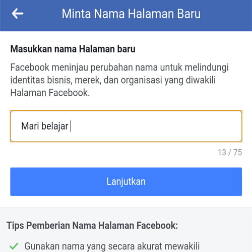 cara mengubah nama halaman facebook