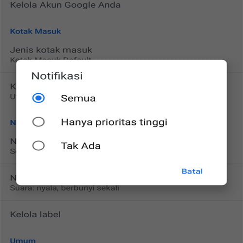 cara mengaktifkan notifikasi gmail lewat hp