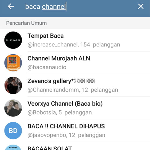 cari channel di telegram