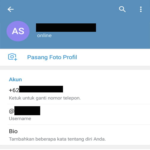 melihat username id telegram