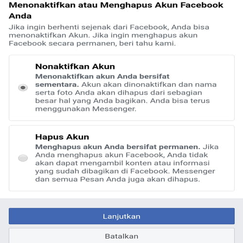 Cara Menonaktifkan Akun Facebook