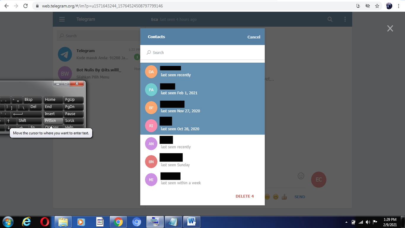 Cara Menghapus Kontak Di Telegram Lewat Hp dan Pc/Laptop