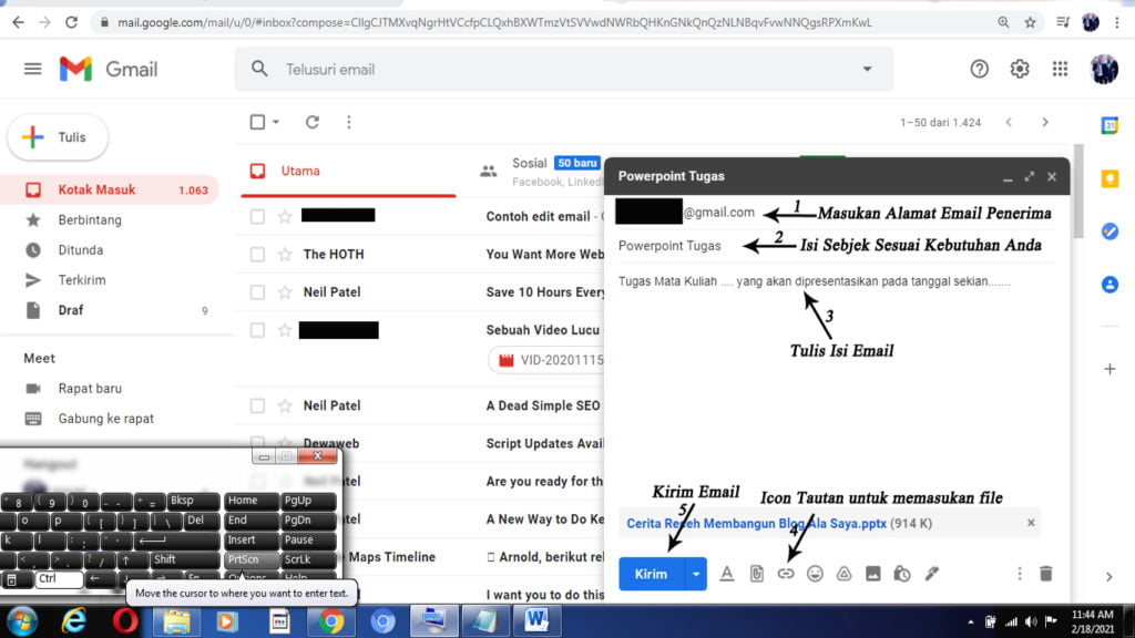 cara mengirim powerpoint lewat email di laptop