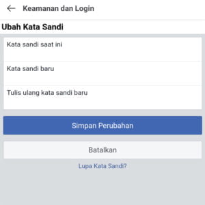 ganti kata sandi fb