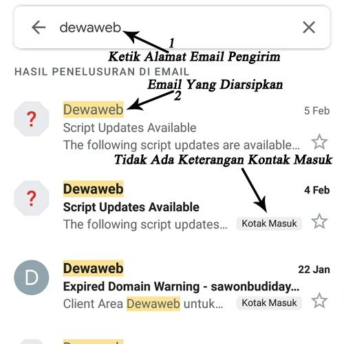 cara melihat email yang diarsipkan di gmail