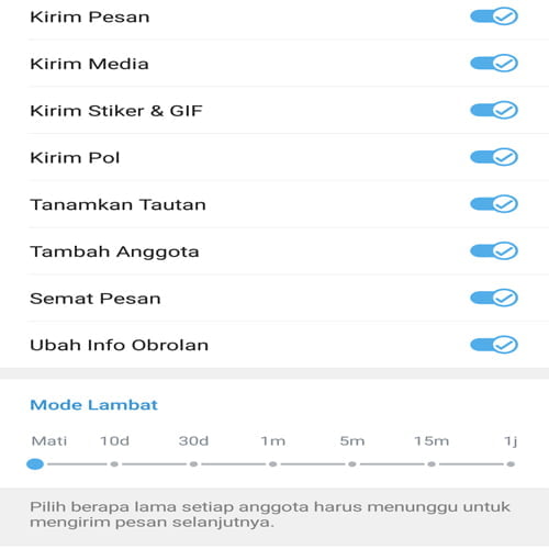 aktifkan dan matikan mode lambat di telegram