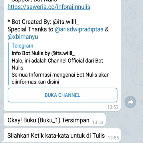 cara mengoperasikan bot nulis 