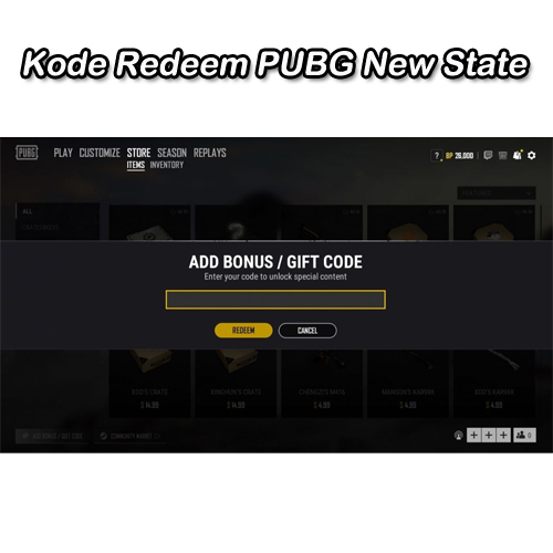 kode redeem pubg new state